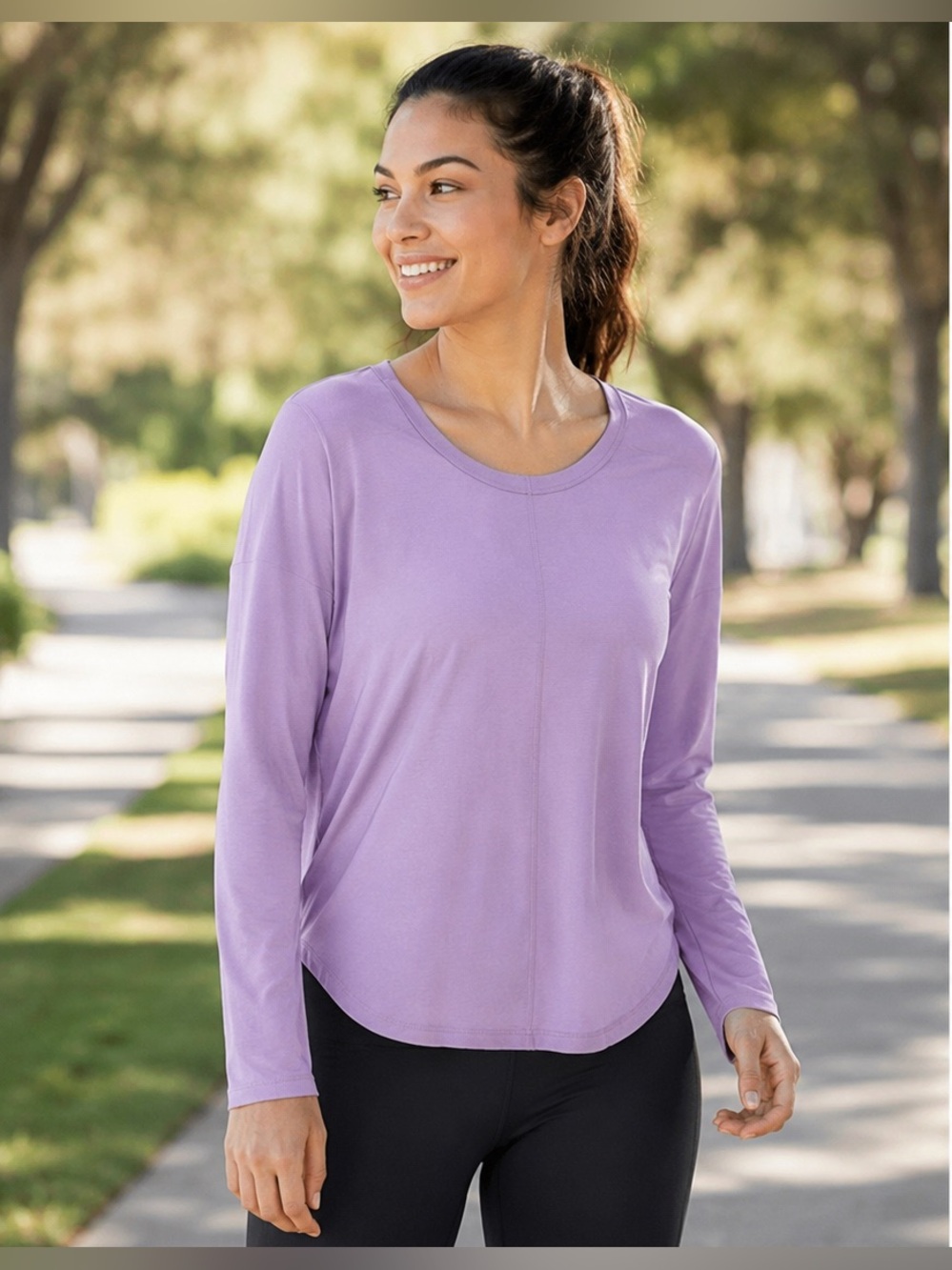 All in Motion NWT XS Lavender Long Sleeve Athletic Workout Top Quick Dry